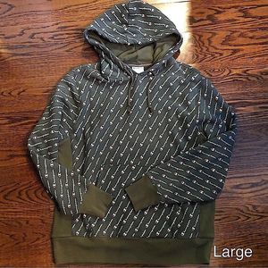 CHAMPION Men's Olive Green Vintage Champion Logo Hoodie With Hand Pockets Large